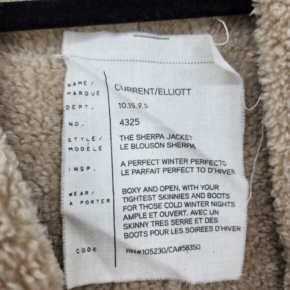 Current Elliott Bone White The Sherpa Faux Shearling Asymmetrical Jacket Size 0 - Picture 5 of 7
